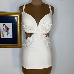 Cacique Swim Top Tankini Ivory Size 38C